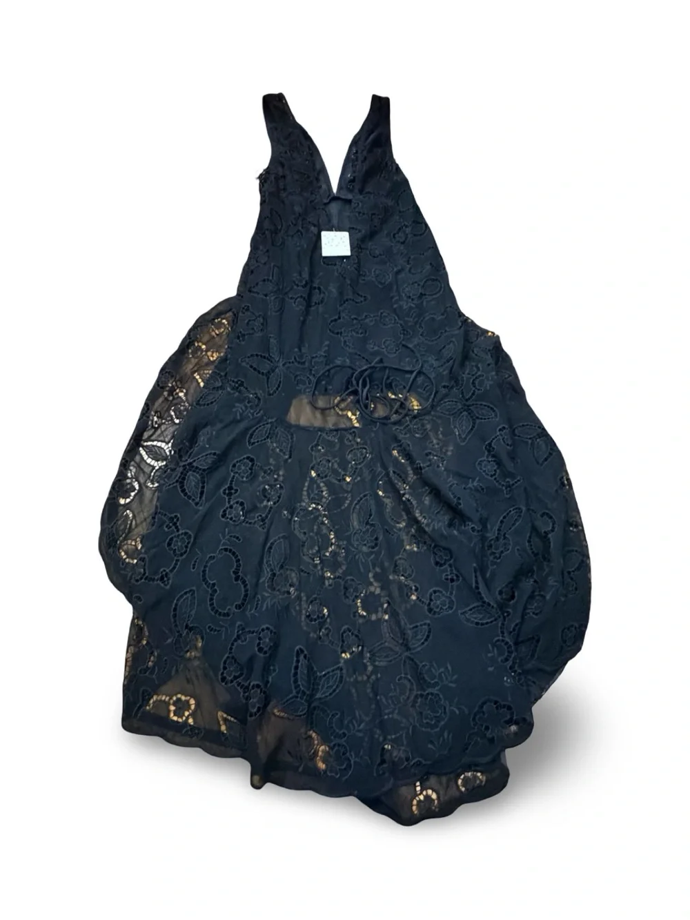 Free People Black Lace High-Low‎ Dress with Side Cutouts, XS
